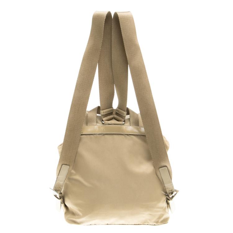 Pre Owned Prada Beige Nylon Drawstring Backpack