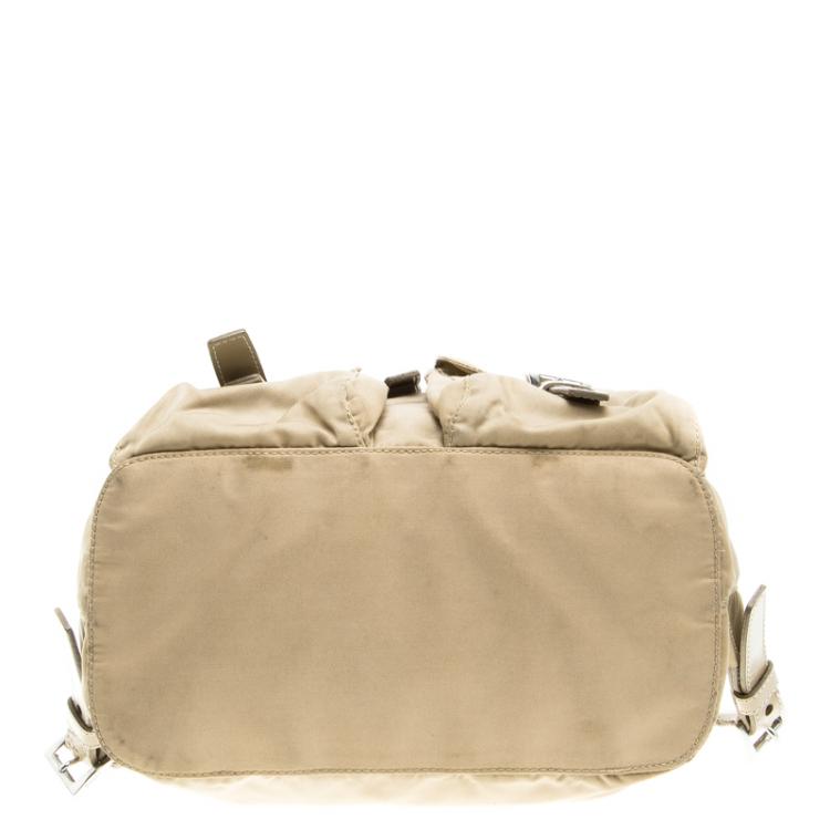 Pre Owned Prada Beige Nylon Drawstring Backpack