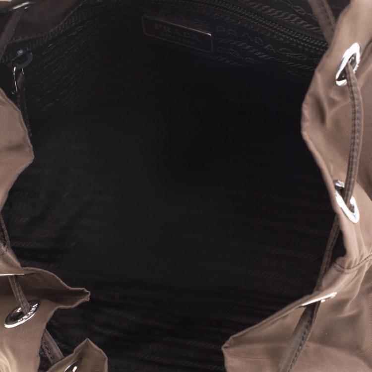 Pre Owned Prada Fatigue Green Nylon Drawstring Backpack