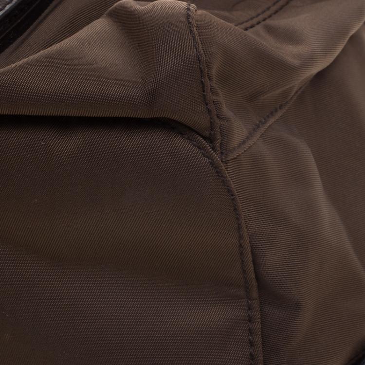 Pre Owned Prada Fatigue Green Nylon Drawstring Backpack