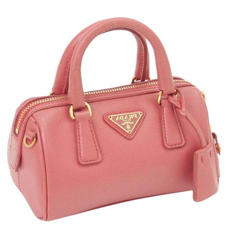 Prada Pink Saffiano Lux Leather Mini Accessory Bag Prada