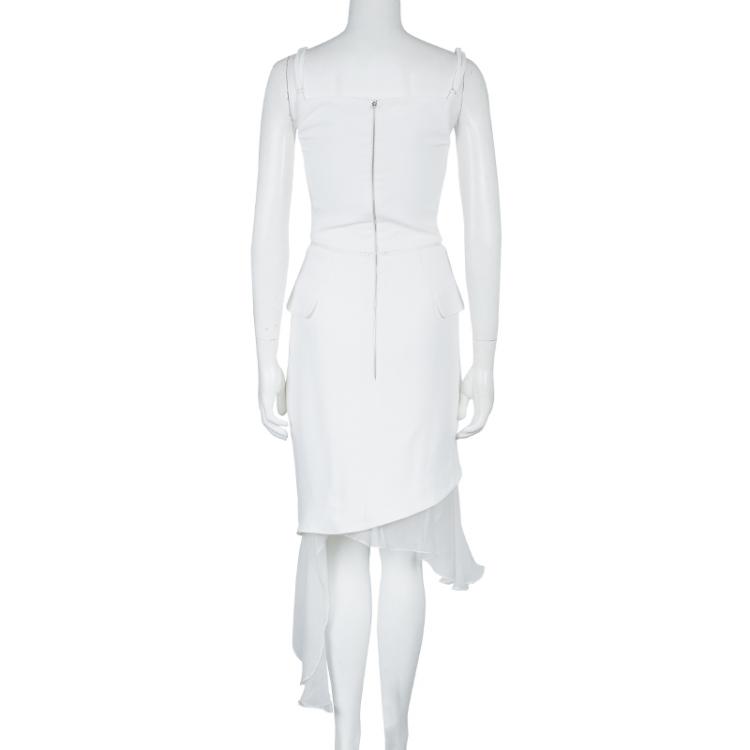 Pre Owned Preen by Thornton Bregazzi White Layered Asymmetric Sleeveless Dress XS