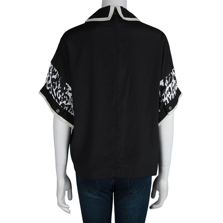 Pre Owned Preen By Thornton Bregazzi Monochrome Silk Leopard Print Top S