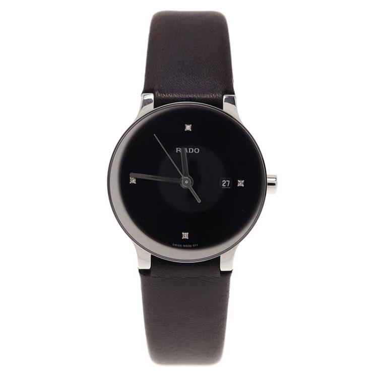 Pre Owned Rado Black Satinless Steel Centrix Jubile Women's Wristwatch 28MM