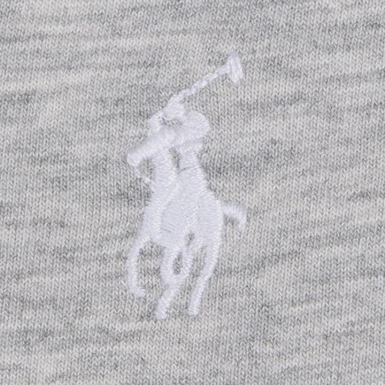 Pre Owned Polo Ralph Lauren Grey/White Logo V Neck Cotton Tshirt M