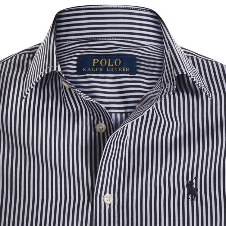 مملوكة مسبقًا Polo Ralph Lauren Monochrome Striped Logo Long Sleeve Shirt L