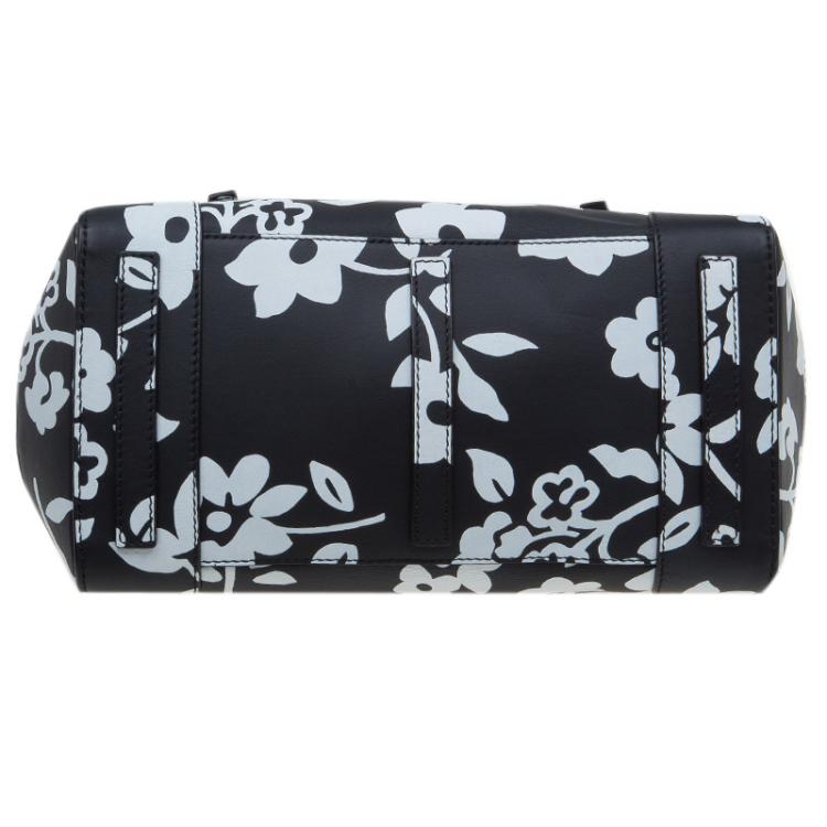 Pre Owned Ralph Lauren Black/White Floral Print Soft Leather Ricky Tote