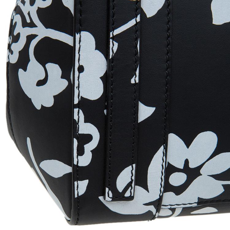 Pre Owned Ralph Lauren Black/White Floral Print Soft Leather Ricky Tote