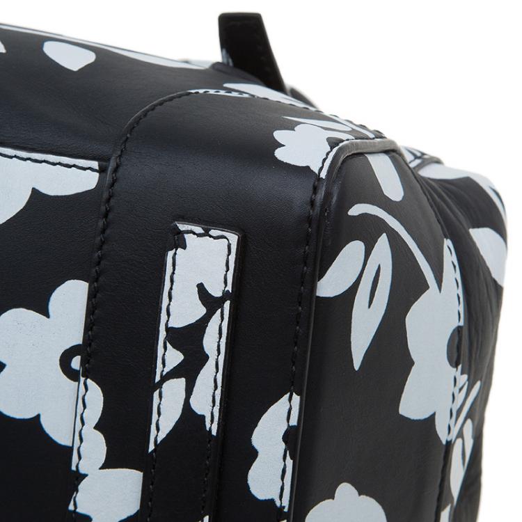 Pre Owned Ralph Lauren Black/White Floral Print Soft Leather Ricky Tote