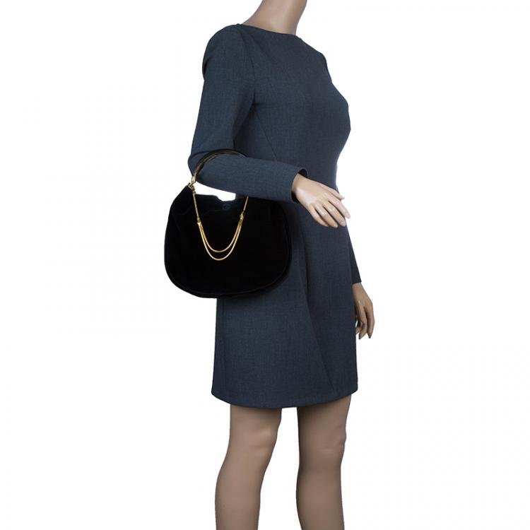 Pre Owned Ralph Lauren Black Velvet Small Hobo