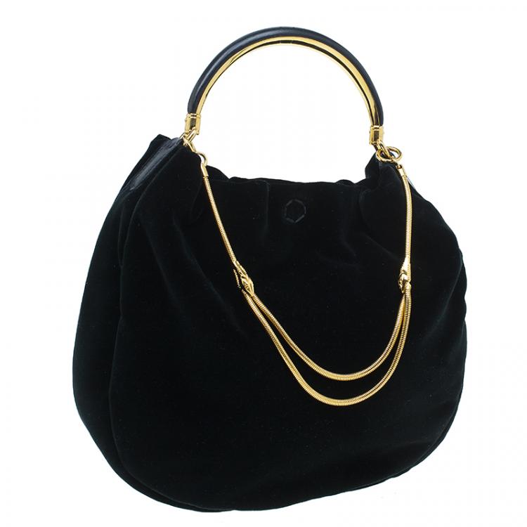 Pre Owned Ralph Lauren Black Velvet Small Hobo