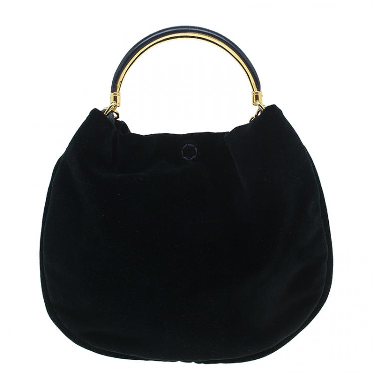 Pre Owned Ralph Lauren Black Velvet Small Hobo
