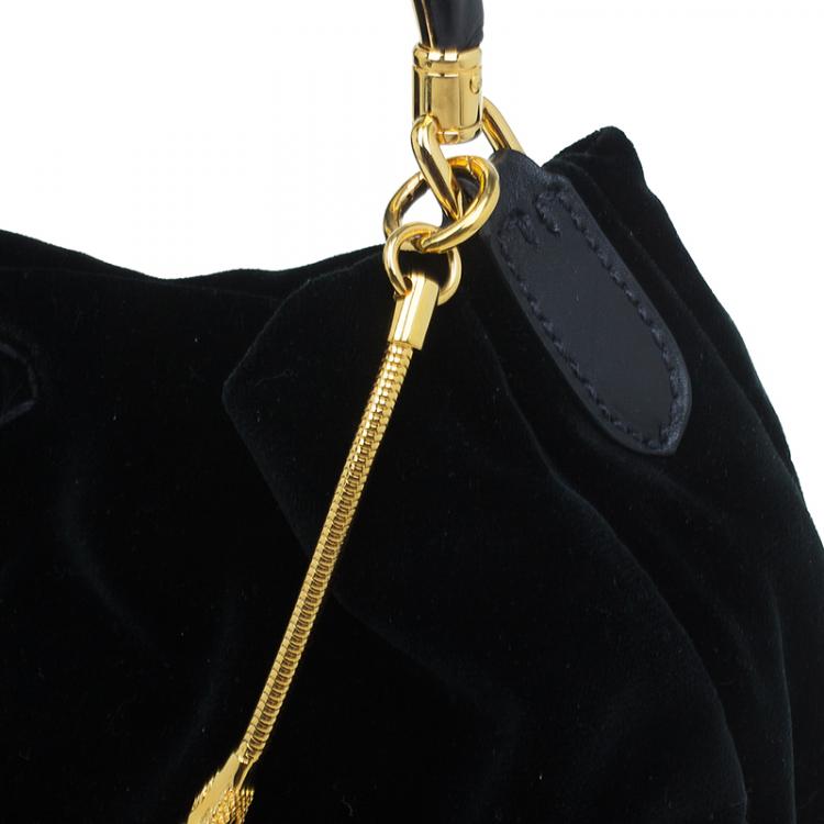 Pre Owned Ralph Lauren Black Velvet Small Hobo
