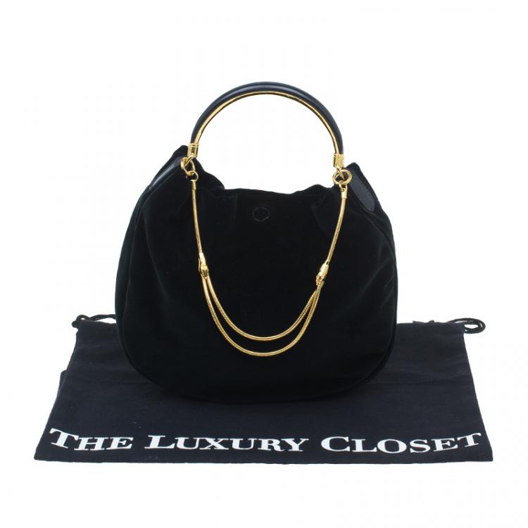 Pre Owned Ralph Lauren Black Velvet Small Hobo