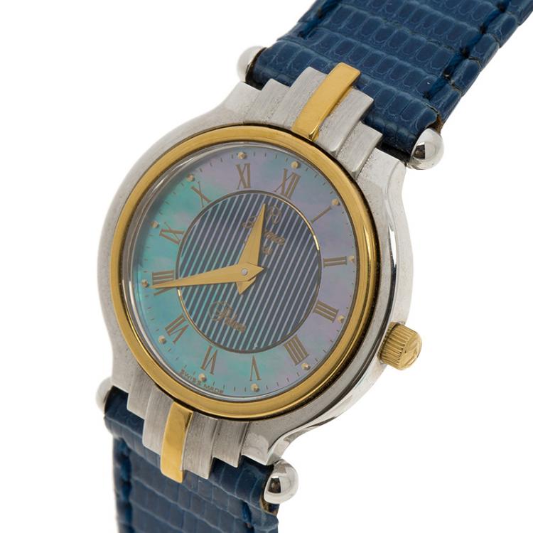 Pre Owned Rama Swiss Blue Mother of Pearl Stainless Steel Women's Wristwatch 24MM