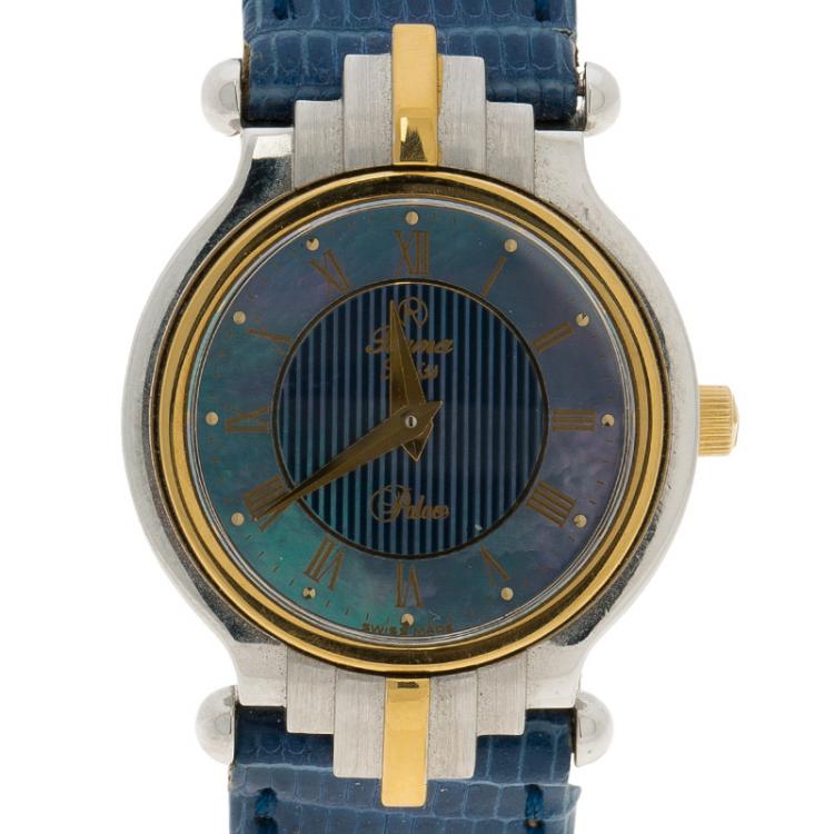 Pre Owned Rama Swiss Blue Mother of Pearl Stainless Steel Women's Wristwatch 24MM