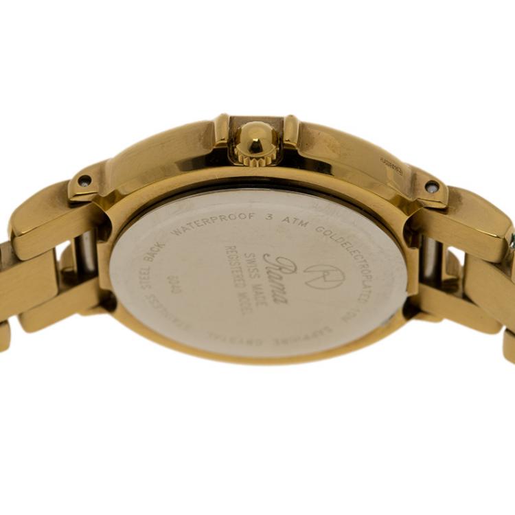 Pre Owned Rama Swiss Black Gold-Plated Stainless Steel Women's Wristwatch 26MM