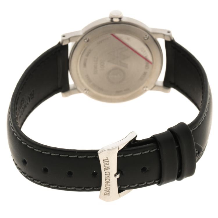 Pre Owned Raymond Weil Cream W1 Leather Women's Wristwatch 30MM