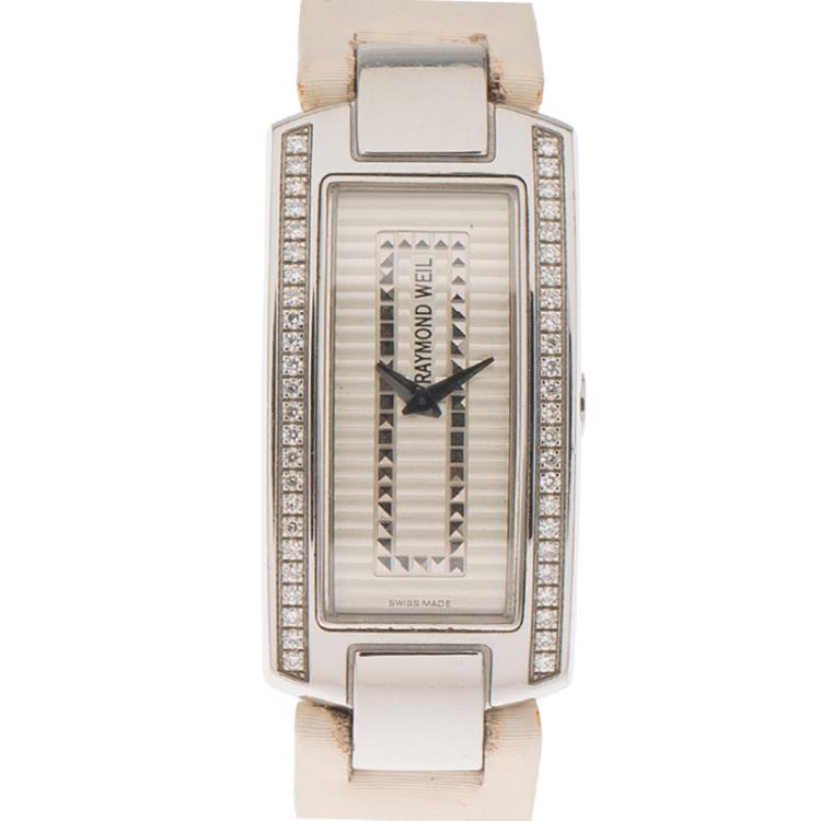 Pre Owned Raymond Weil Silver Stainless Steel Diamond Shine Women's Wristwatch 20MM
