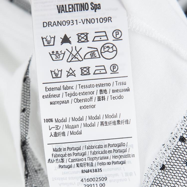 Pre Owned RED Valentino White Contrast Mesh Bow Detail T-Shirt M