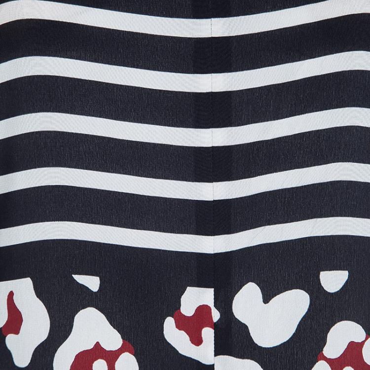 Pre Owned Red Valentino Navy Blue Floral Printed Silk Cross Back Sleeveless Jumpsuit S