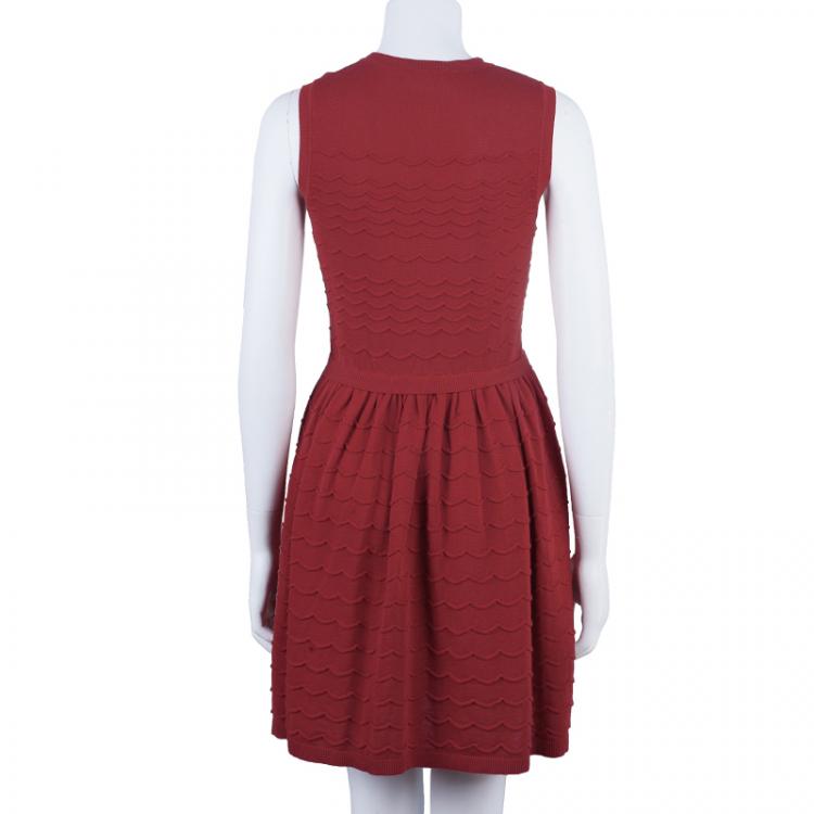 Pre Owned RED Valentino Red Drop Waist Knit Dress S