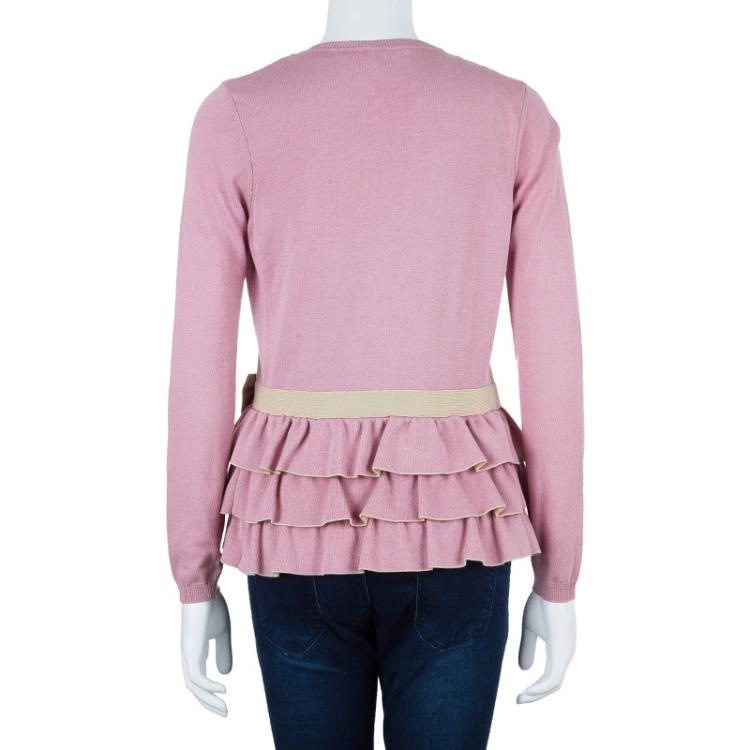 Pre Owned RED Valentino Pink Knit Top And Cardigan Set M
