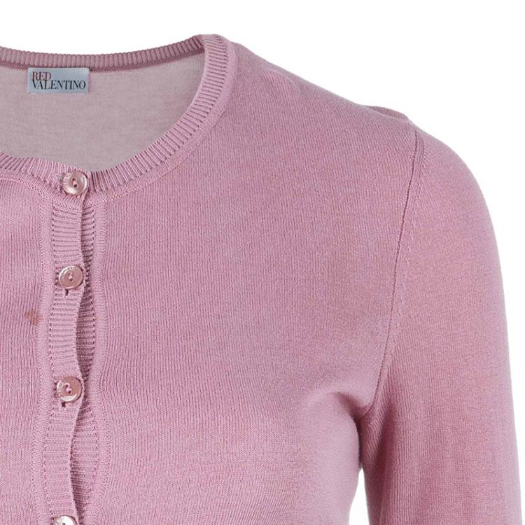 Pre Owned RED Valentino Pink Knit Top And Cardigan Set M