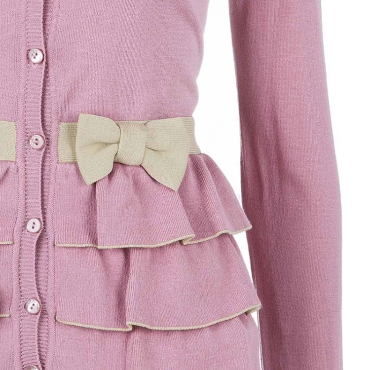 Pre Owned RED Valentino Pink Knit Top And Cardigan Set M