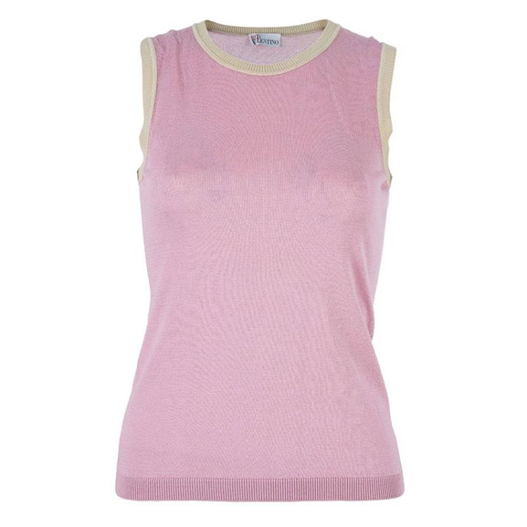 Pre Owned RED Valentino Pink Knit Top And Cardigan Set M