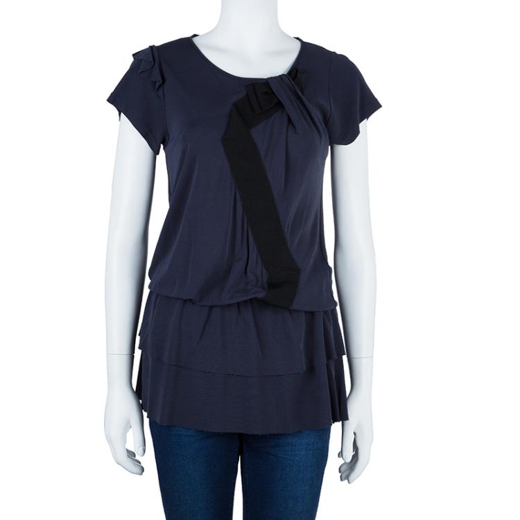Pre Owned Red Valentino Blue Bow Detail Tunic Top S