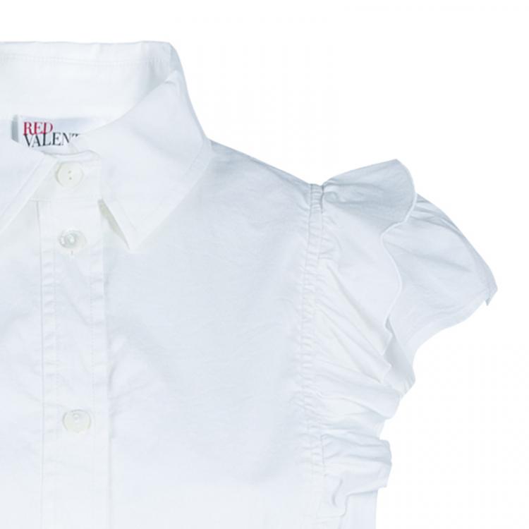 Pre Owned Red Valentino White Ruffle Detail Top L