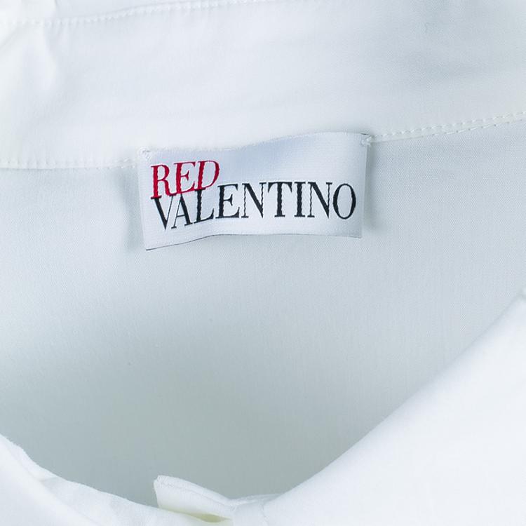 Pre Owned Red Valentino White Ruffle Detail Top L