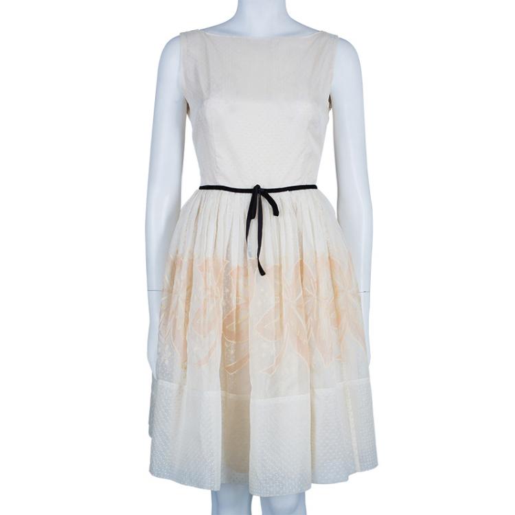 Pre Owned RED Valentino White Organza Flare Dress M