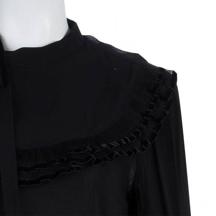 مملوكة مسبقًا RED Valentino Black Ruffle Neck Top M