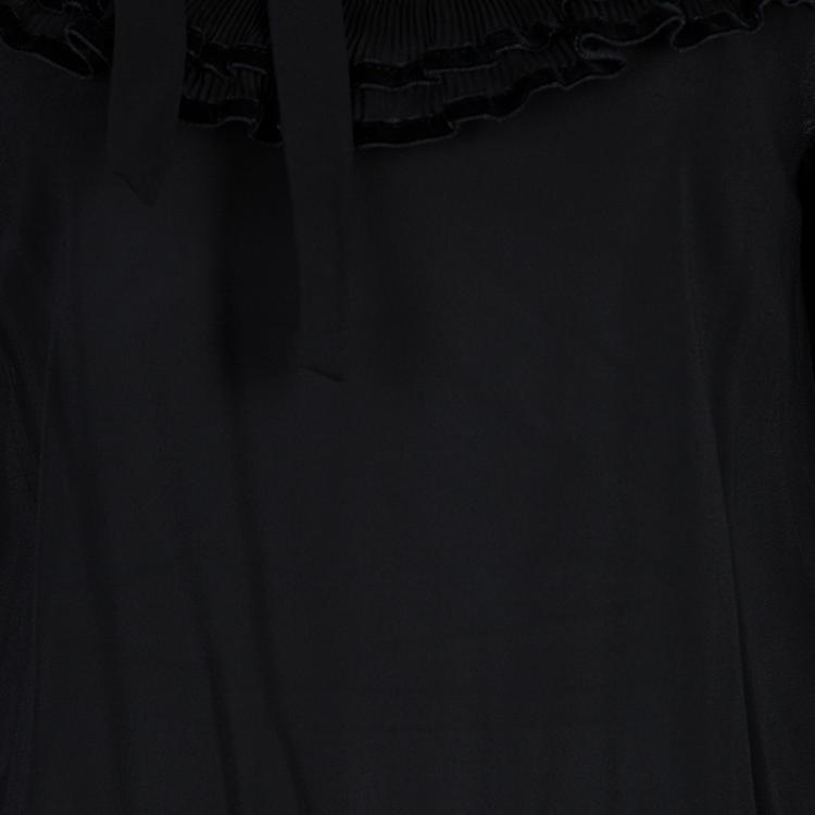 مملوكة مسبقًا RED Valentino Black Ruffle Neck Top M