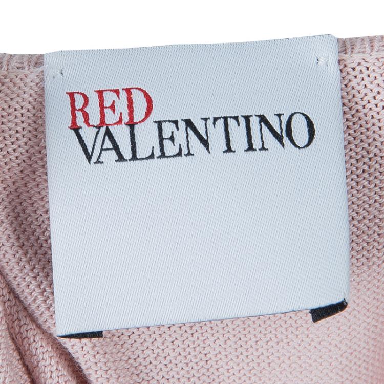 مملوكة مسبقًا Red Valentino Pink Embellished Mesh Overlay Sleeveless Knit Top M