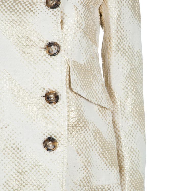 Pre Owned Red Valentino Cream and Gold Bow Detail Overcoat S