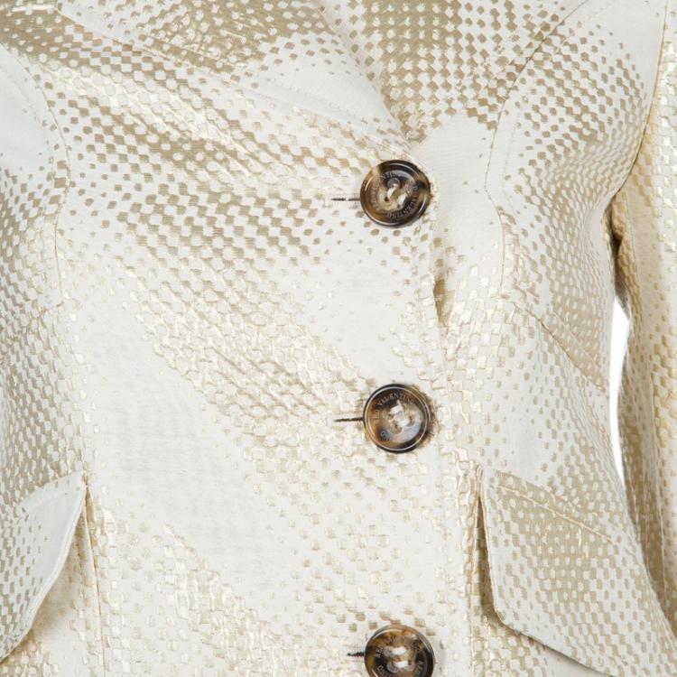 Pre Owned Red Valentino Cream and Gold Bow Detail Overcoat S