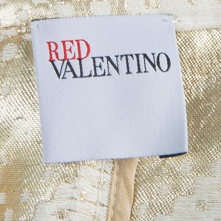 Pre Owned Red Valentino Cream and Gold Bow Detail Overcoat S