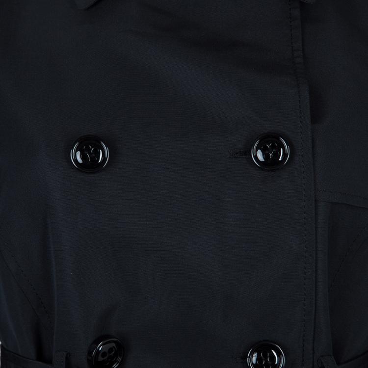 Pre Owned RED Valentino Black Double Breasted Lace Underlay Belted Trench Coat M