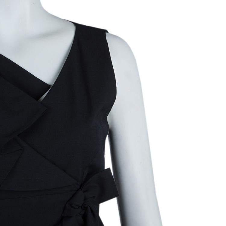 مملوكة مسبقًا RED Valentino Black Bow Detail Sleeveless Dress M