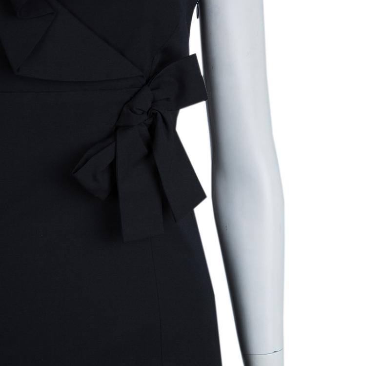 مملوكة مسبقًا RED Valentino Black Bow Detail Sleeveless Dress M