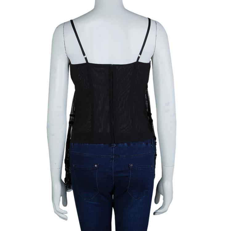 Pre Owned RED Valentino Black Sequinned Mesh Camisole M