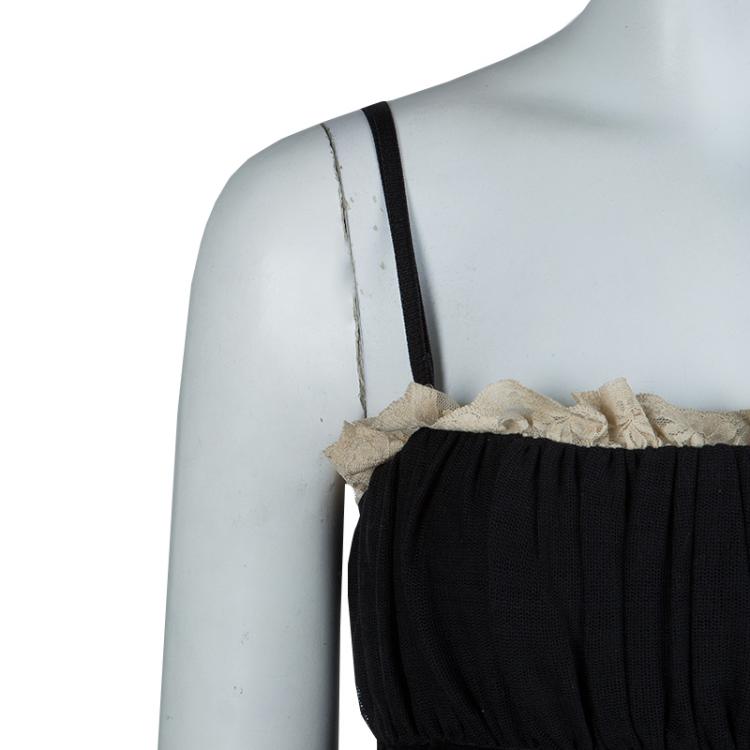 Pre Owned RED Valentino Black Sequinned Mesh Camisole M