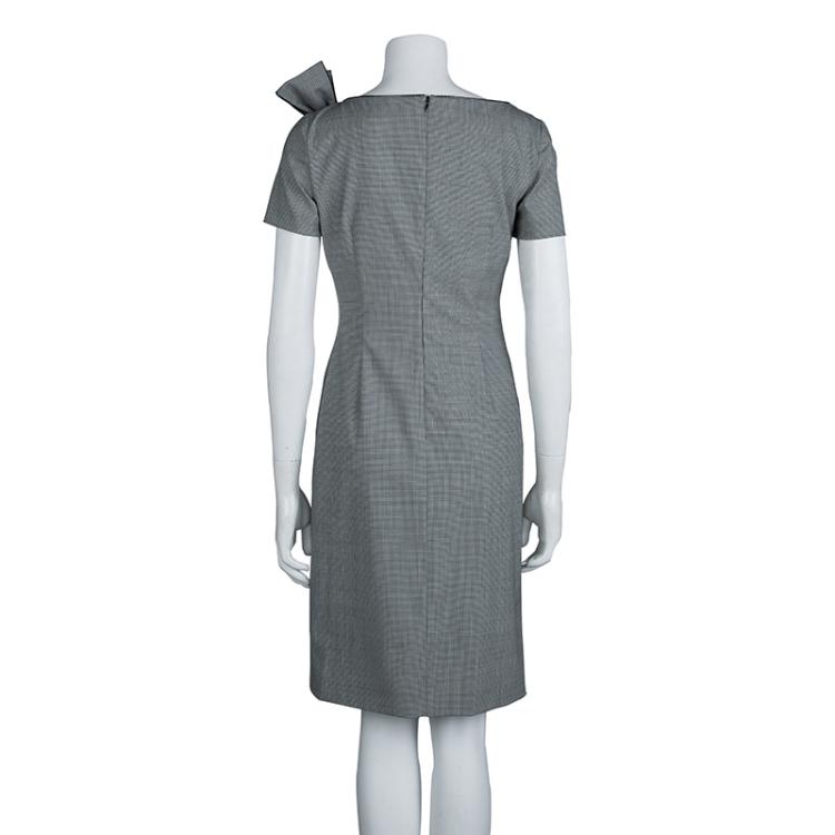 مملوكة مسبقًا Red Valentino Monochrome Houndstooth Bow Detail Dress M