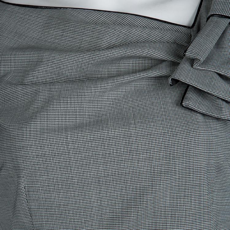 مملوكة مسبقًا Red Valentino Monochrome Houndstooth Bow Detail Dress M