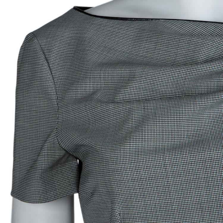 مملوكة مسبقًا Red Valentino Monochrome Houndstooth Bow Detail Dress M