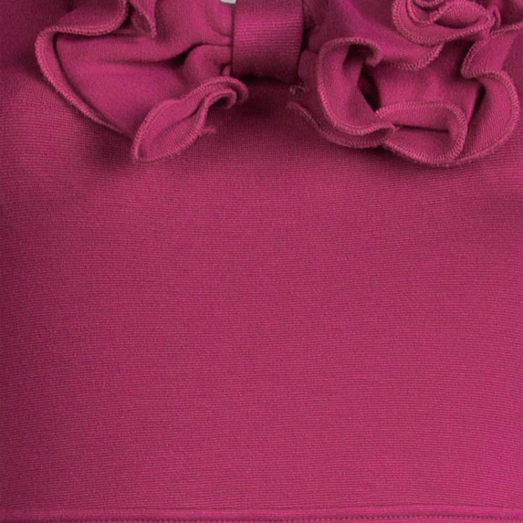 Pre Owned Red Valentino Pink Knit Ruffle Detail Sleeveless Dress M
