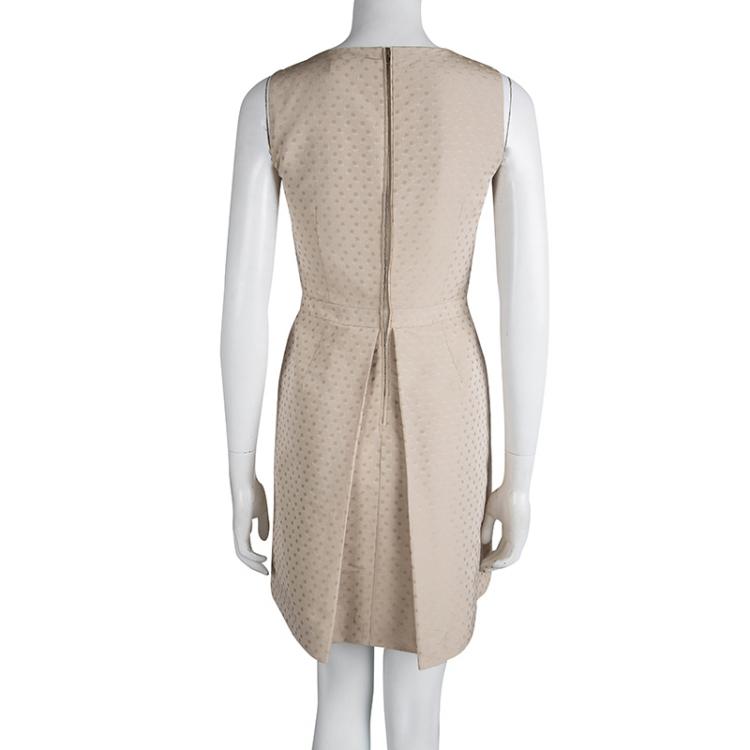 Pre Owned Red Valentino Beige Jacquard Bow Detail Sleeveless Dress S